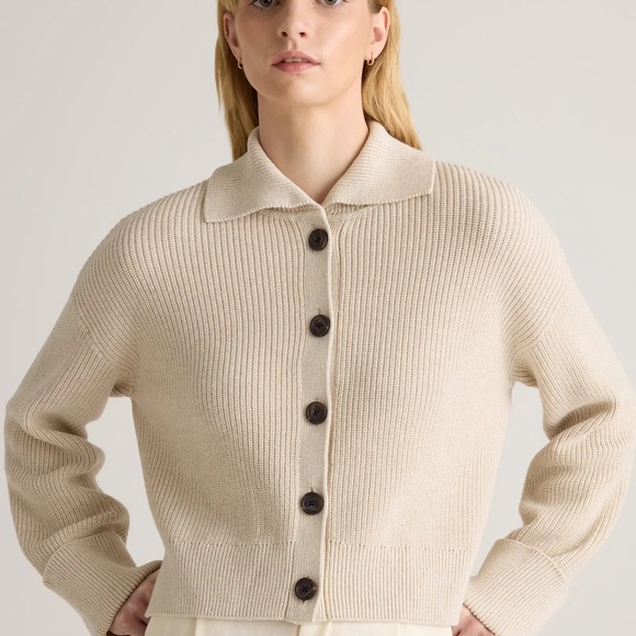 Quince Organic Cotton Fisherman Collared Cardigan - Picture 3 of 8